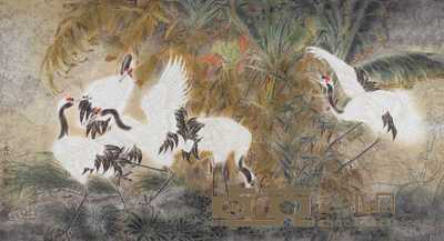 姜建林 鹤寿图 镜心 172×93cm